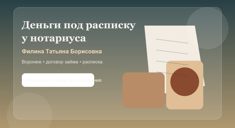 Нотариус Филина Татьяна Борисовна и заверение частного займа в Воронеже