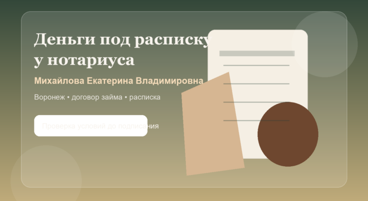 Займ у нотариуса Михайлова Екатерина Владимировна в Воронеже под расписку