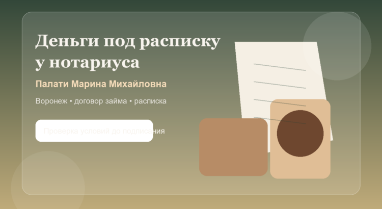 Заверить у нотариуса в Воронеже Палати Марина Михайловна займ под расписку