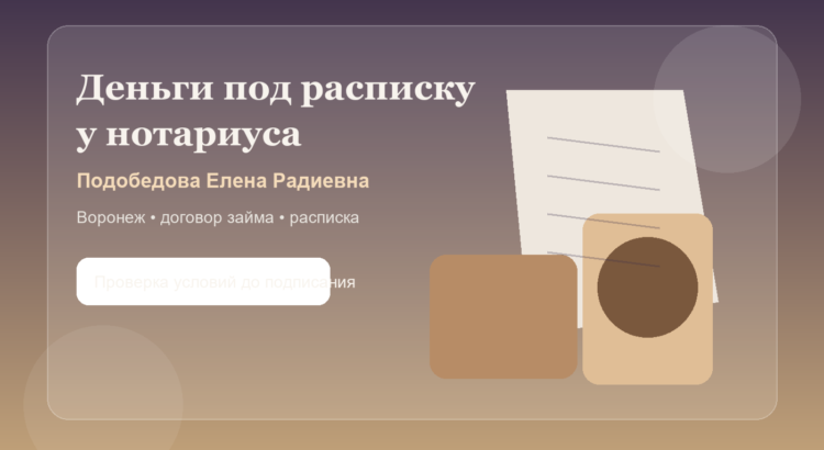 Нотариус Подобедова Елена Радиевна в Воронеже и оформление денег под расписку