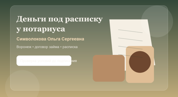 Расписка на деньги в Воронеже с нотариусом Символокова Ольга Сергеевна