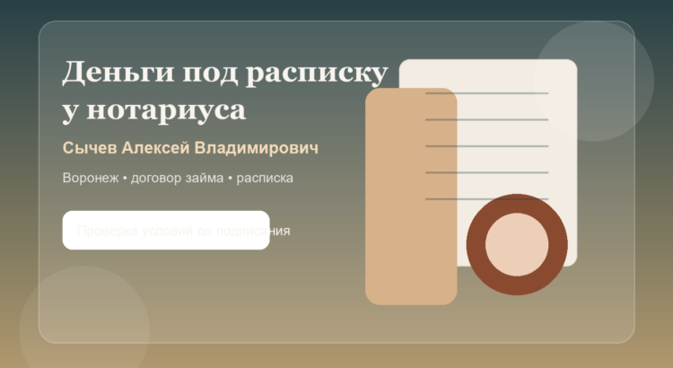 Нотариус Сычев Алексей Владимирович: расписка и частный займ в Воронеже