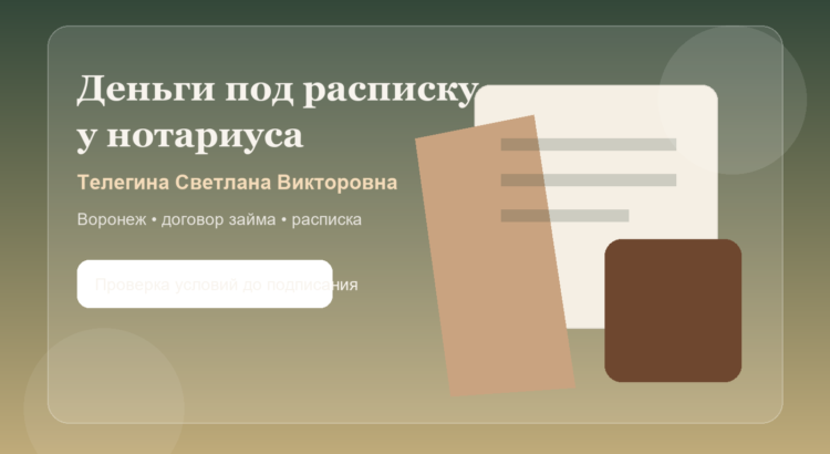 Как заверить расписку у нотариуса Телегина Светлана Викторовна в Воронеже
