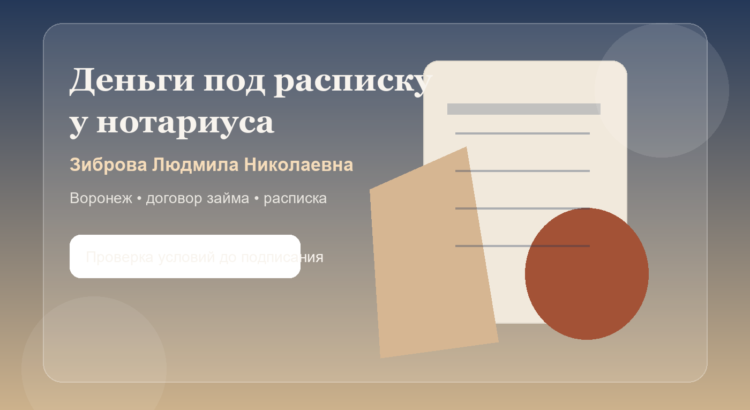 Нотариус Зиброва Людмила Николаевна: где в Воронеже заверить деньги под расписку